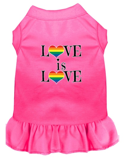 Love is Love Screen Print Dog Dress Bright Pink 4X