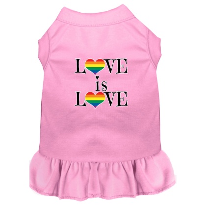 Love is Love Screen Print Dog Dress Light Pink 4X