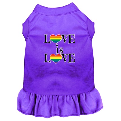 Love is Love Screen Print Dog Dress Purple 4X