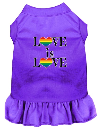 Love is Love Screen Print Dog Dress Purple 4X