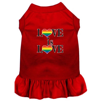 Love is Love Screen Print Dog Dress Red 4X