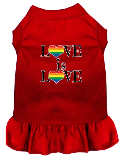 Love is Love Screen Print Dog Dress Red 4X