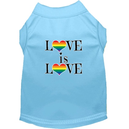 Love is Love Screen Print Dog Shirt Baby Blue Lg