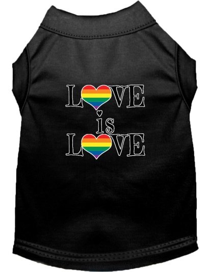 Love is Love Screen Print Dog Shirt Black Lg