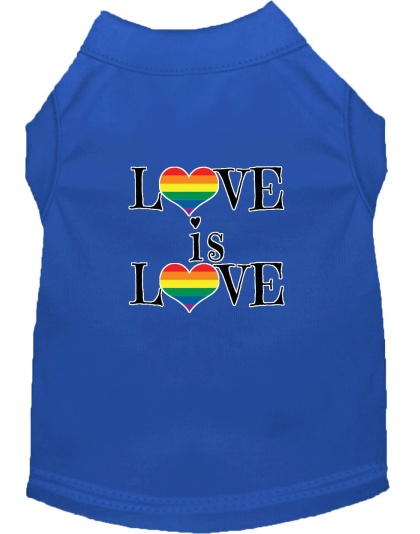 Love is Love Screen Print Dog Shirt Blue Lg