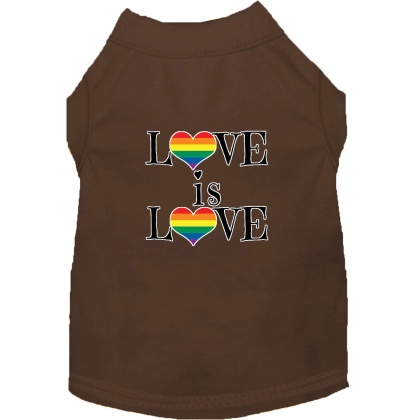 Love is Love Screen Print Dog Shirt Brown Lg