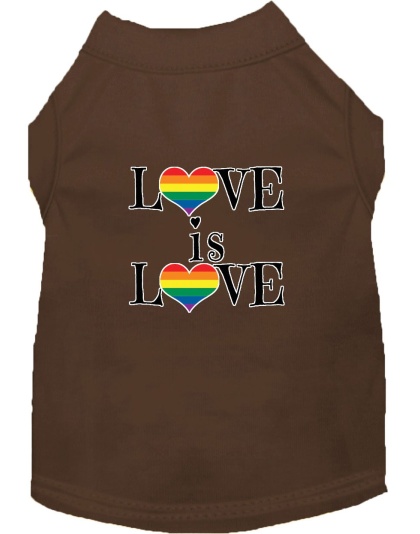 Love is Love Screen Print Dog Shirt Brown Lg