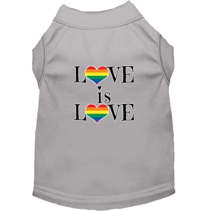 Love is Love Screen Print Dog Shirt Grey Lg