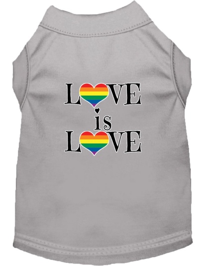 Love is Love Screen Print Dog Shirt Grey Lg