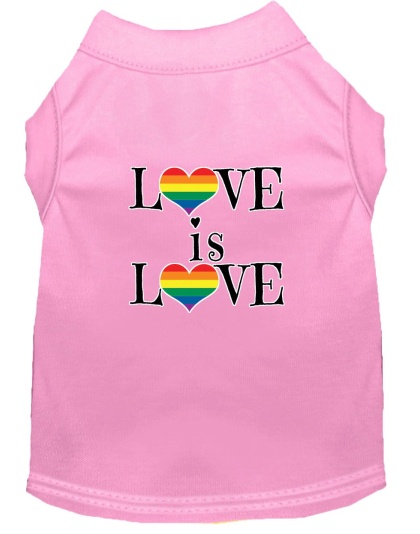 Love is Love Screen Print Dog Shirt Light Pink Lg