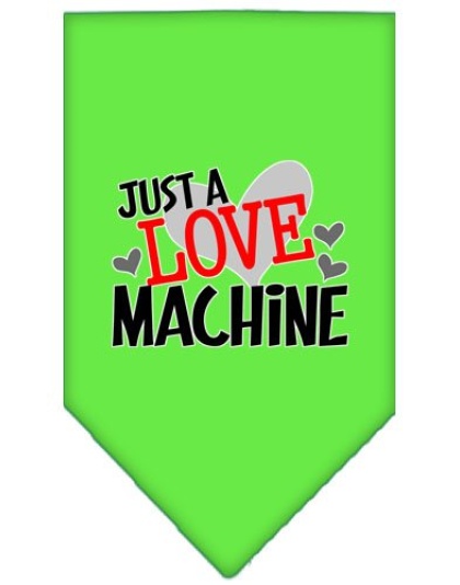 Love Machine Screen Print Bandana Lime Green Large