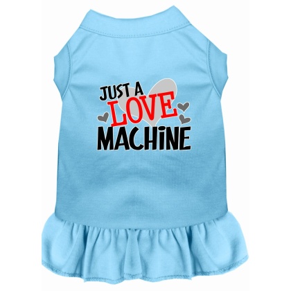 Love Machine Screen Print Dog Dress Baby Blue 4X