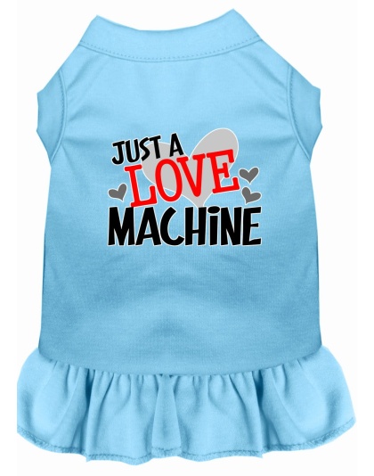 Love Machine Screen Print Dog Dress Baby Blue 4X