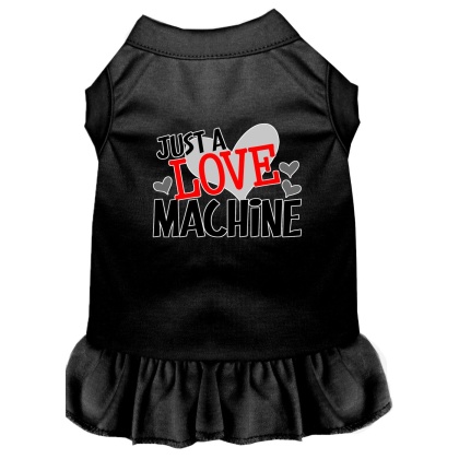 Love Machine Screen Print Dog Dress Black 4X