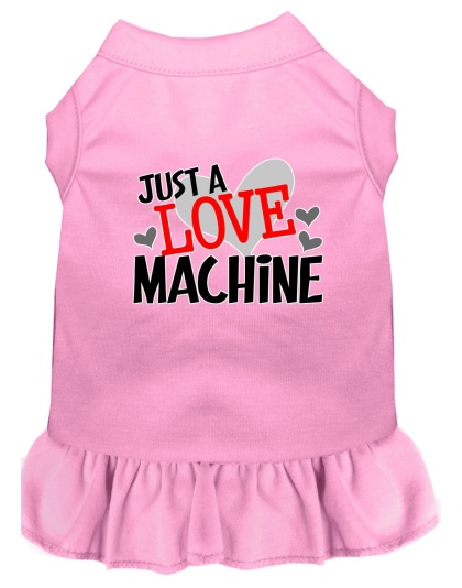 Love Machine Screen Print Dog Dress Light Pink 4X