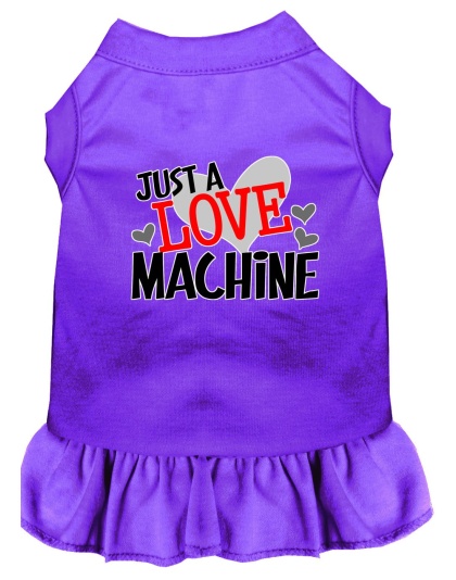 Love Machine Screen Print Dog Dress Purple 4X