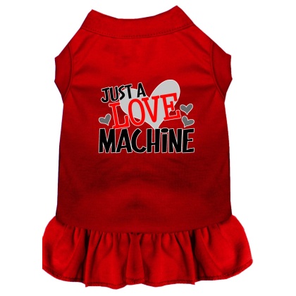 Love Machine Screen Print Dog Dress Red 4X