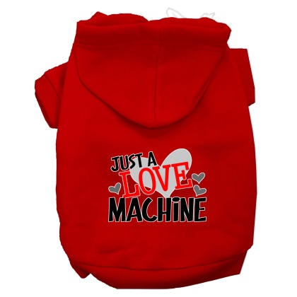 Love Machine Screen Print Dog Hoodie Red L