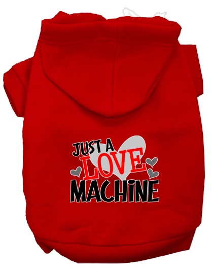 Love Machine Screen Print Dog Hoodie Red L