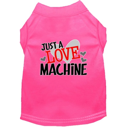 Love Machine Screen Print Dog Shirt Bright Pink Lg