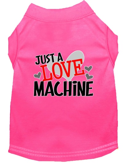 Love Machine Screen Print Dog Shirt Bright Pink Lg