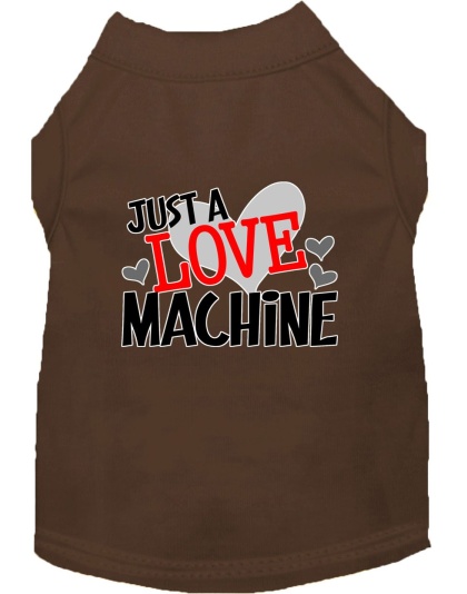 Love Machine Screen Print Dog Shirt Brown Lg