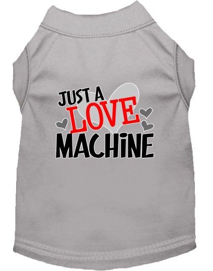 Love Machine Screen Print Dog Shirt Grey Lg