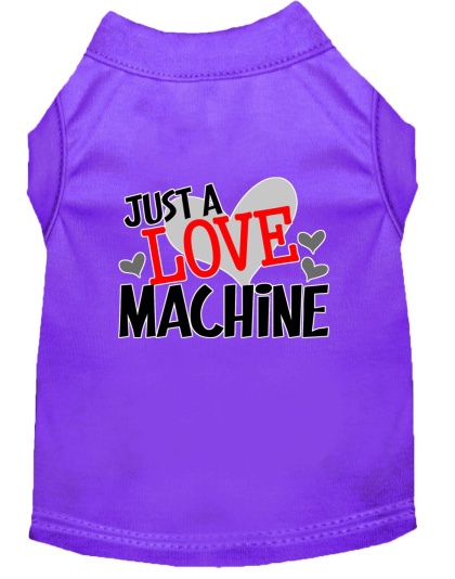 Love Machine Screen Print Dog Shirt Purple Lg