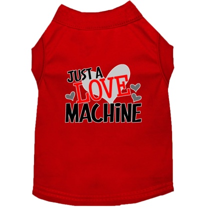 Love Machine Screen Print Dog Shirt Red Lg