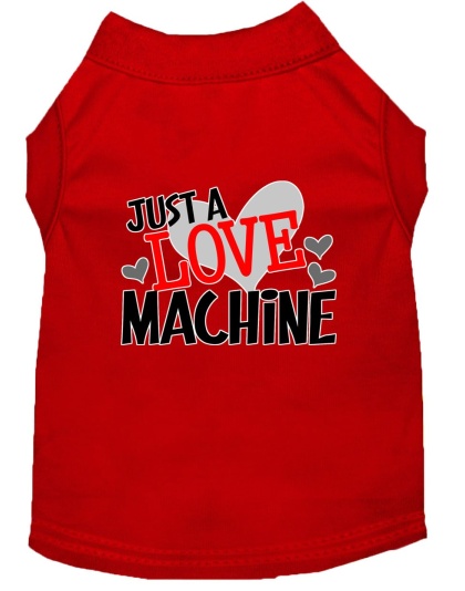 Love Machine Screen Print Dog Shirt Red Lg