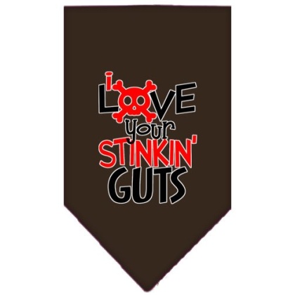 Love your Stinkin Guts Screen Print Bandana Cocoa Large