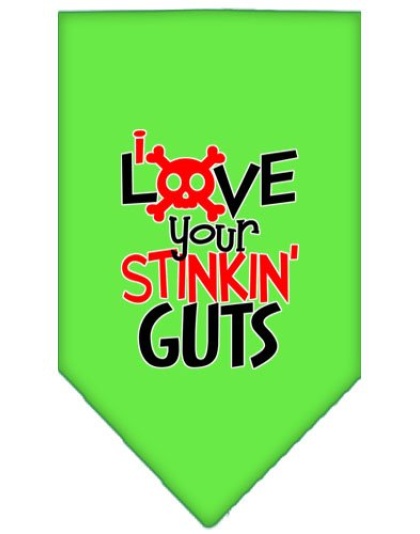 Love your Stinkin Guts Screen Print Bandana Lime Green Large