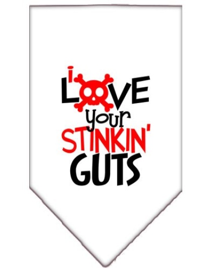 Love your Stinkin Guts Screen Print Bandana White Large