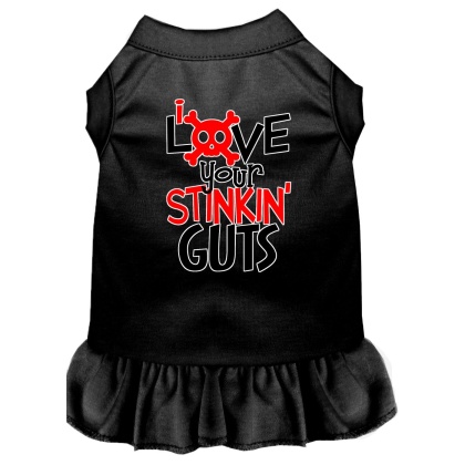 Love your Stinkin Guts Screen Print Dog Dress Black 4X