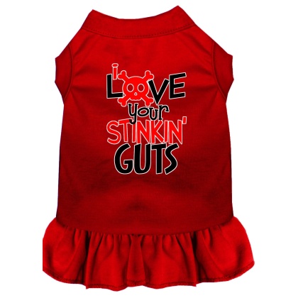 Love your Stinkin Guts Screen Print Dog Dress Red 4X