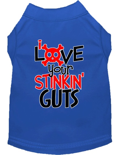 Love your Stinkin Guts Screen Print Dog Shirt Blue Lg