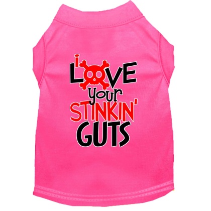 Love your Stinkin Guts Screen Print Dog Shirt Bright Pink Lg