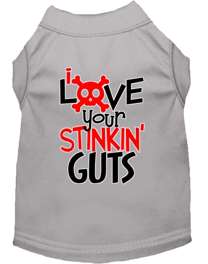 Love your Stinkin Guts Screen Print Dog Shirt Grey Lg