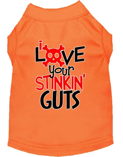 Love your Stinkin Guts Screen Print Dog Shirt Orange Lg