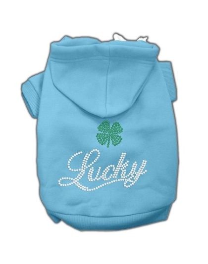 Lucky Rhinestone Hoodies Baby Blue XXL