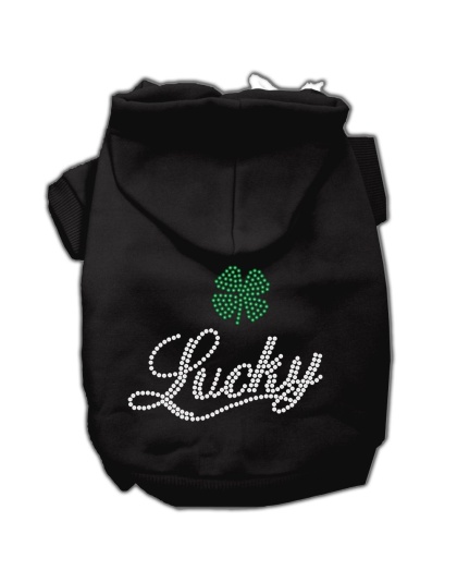 Lucky Rhinestone Hoodies Black L