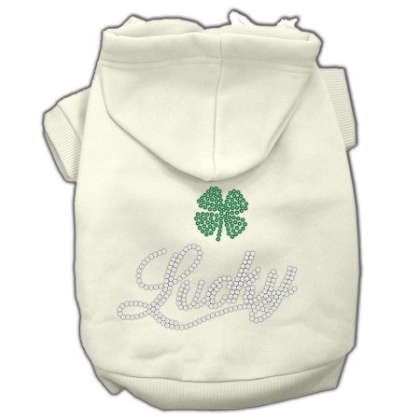 Lucky Rhinestone Hoodies Cream L