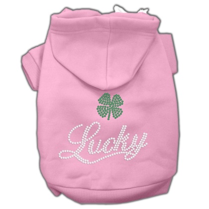 Lucky Rhinestone Hoodies Pink L