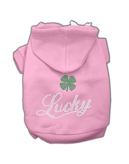 Lucky Rhinestone Hoodies Pink L