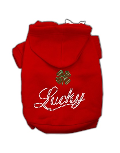 Lucky Rhinestone Hoodies Red L