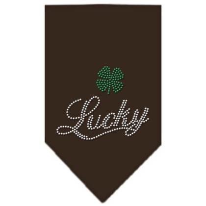 Lucky Script Rhinestone Bandana Cocoa Large