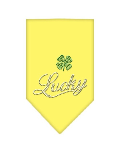 Lucky Script Rhinestone Bandana Yellow Large