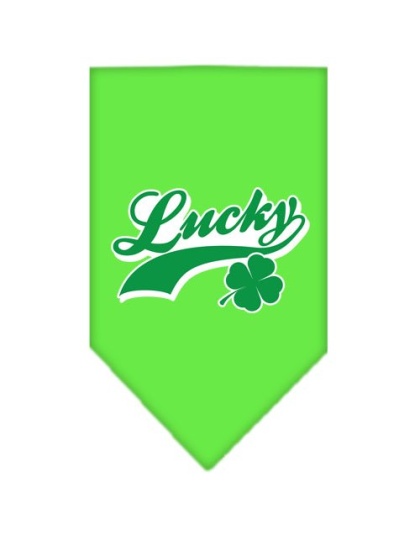 Lucky Swoosh Screen Print Bandana Lime Green Large