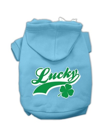Lucky Swoosh Screen Print Pet Hoodies Baby Blue Size Lg