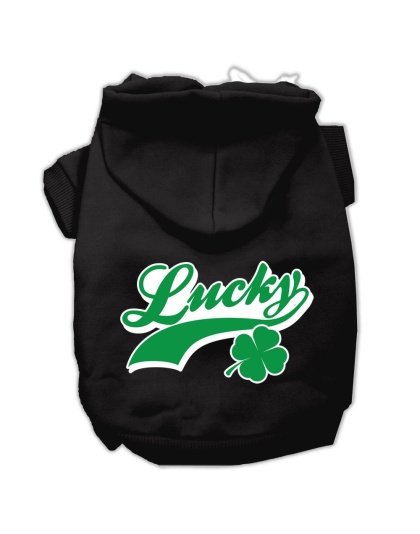Lucky Swoosh Screen Print Pet Hoodies Black Size Lg
